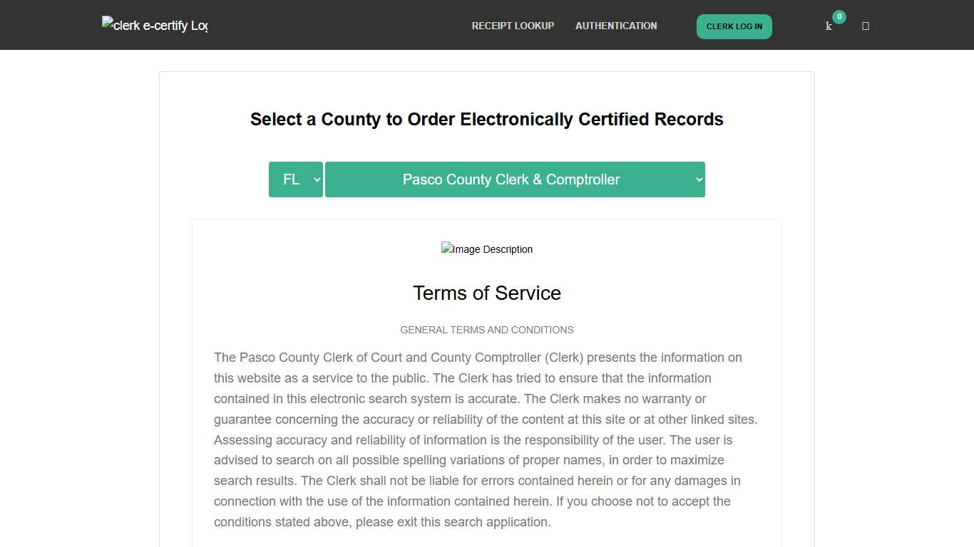 Clerk E-Certify: Order Official Records