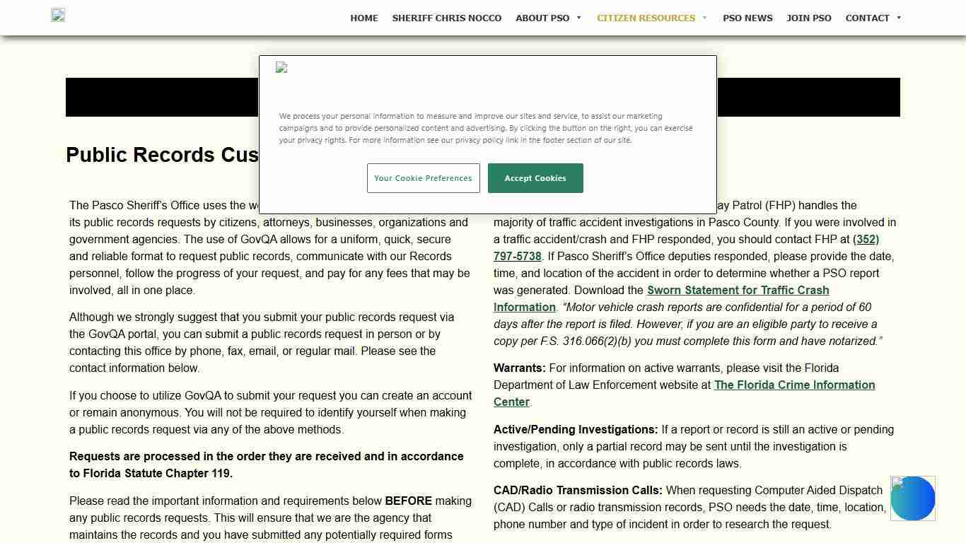 Public Records & Crime Statistics - Pasco Sheriff's Office