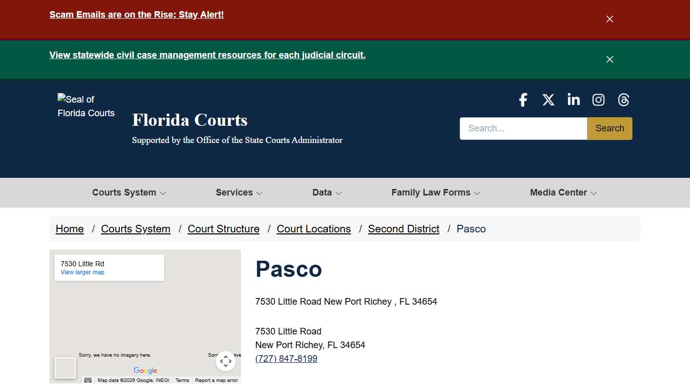 Pasco / Second District / Court Locations / Court Structure / Courts System - - Florida Courts